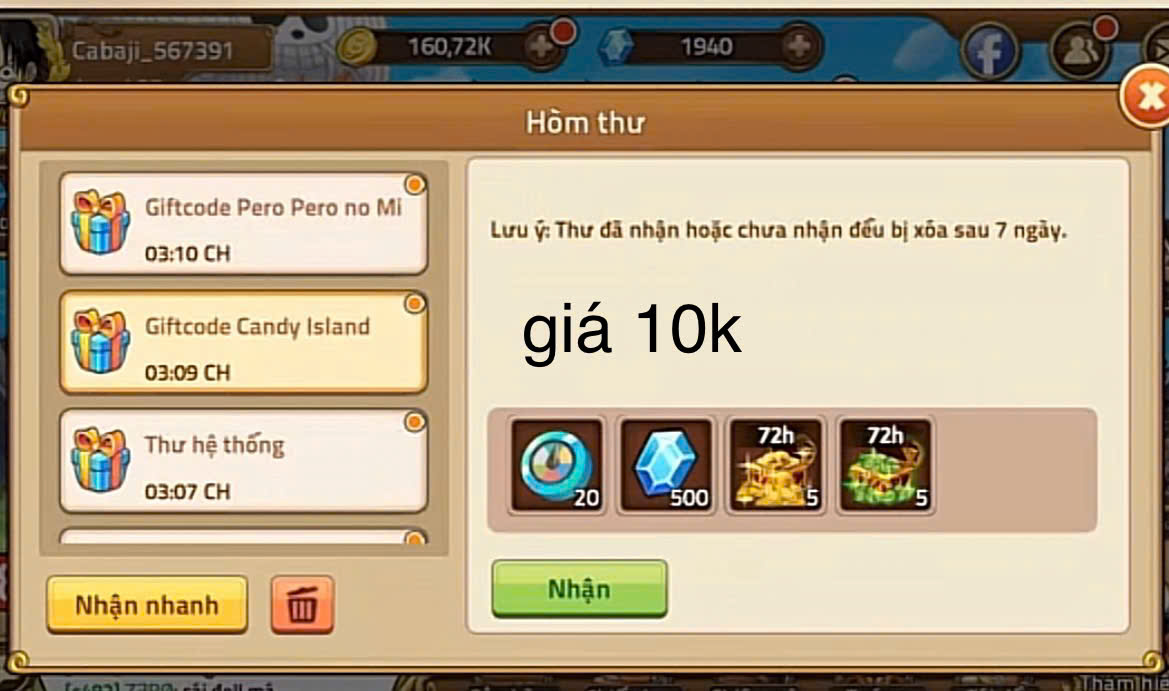 Code Hải Tặc Đại Chiến